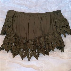 charlotte russe olive green strapless crop top